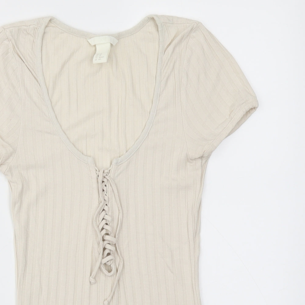 H&M Womens Beige   Basic T-Shirt Size XS