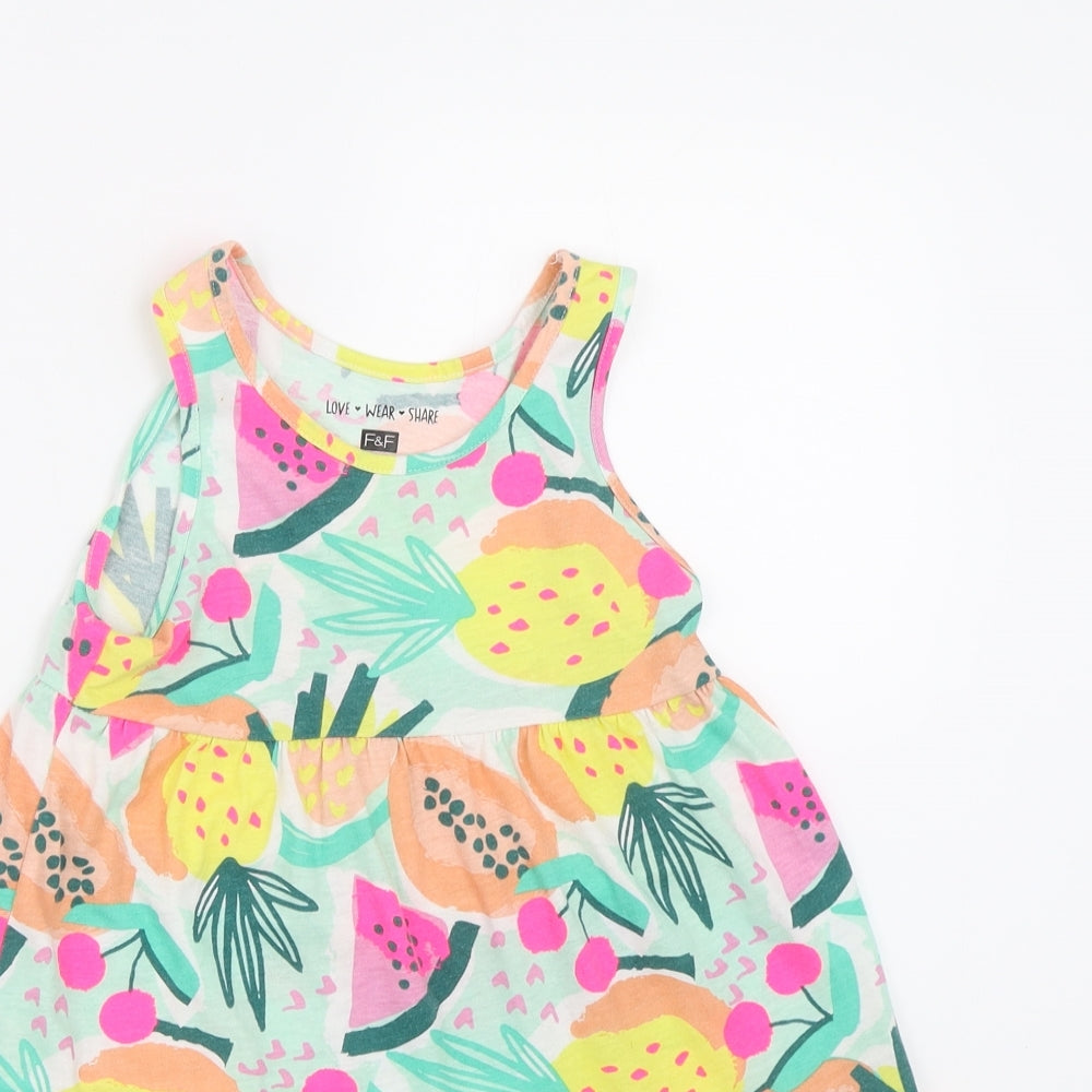 F&F Girls Multicoloured Floral  Tank Dress  Size 6-7 Years  - Summer