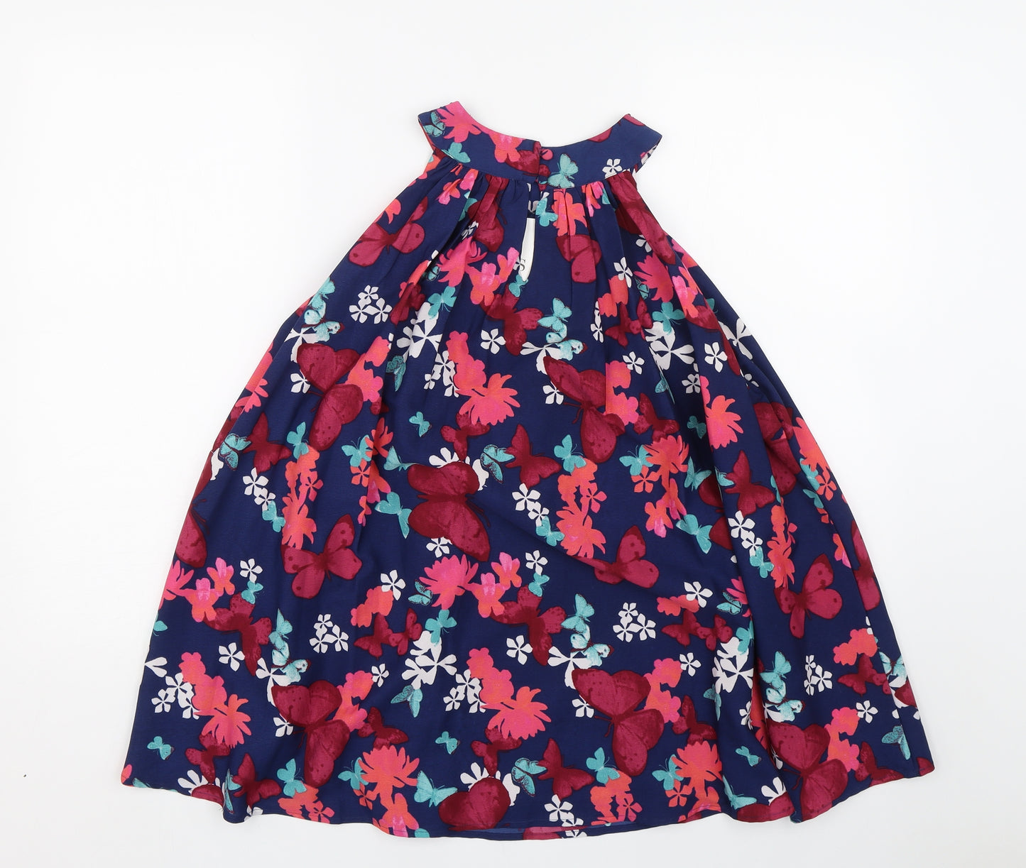 M&S Girls Blue Floral  Tank Dress  Size 7-8 Years
