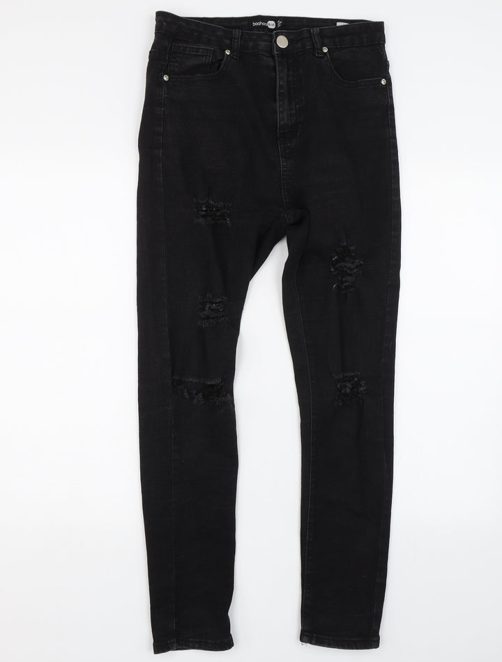 Boohoo Womens Black Denim Skinny Jeans Size 10 L26 in