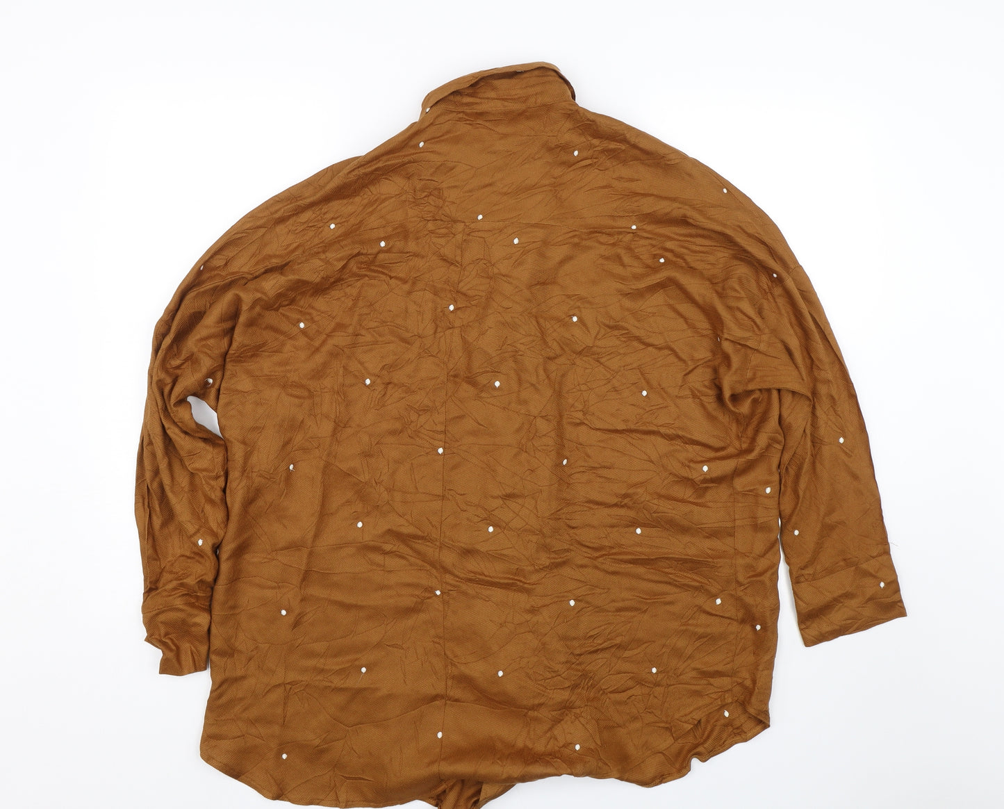Lefties Womens Brown Polka Dot  Basic Button-Up Size L