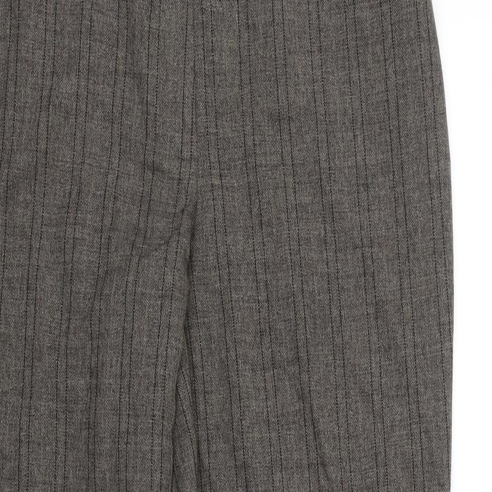 M&S Womens Brown Striped  Trousers  Size 10 L28 in