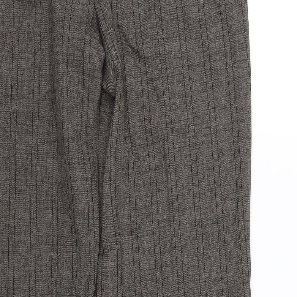 M&S Womens Brown Striped  Trousers  Size 10 L28 in