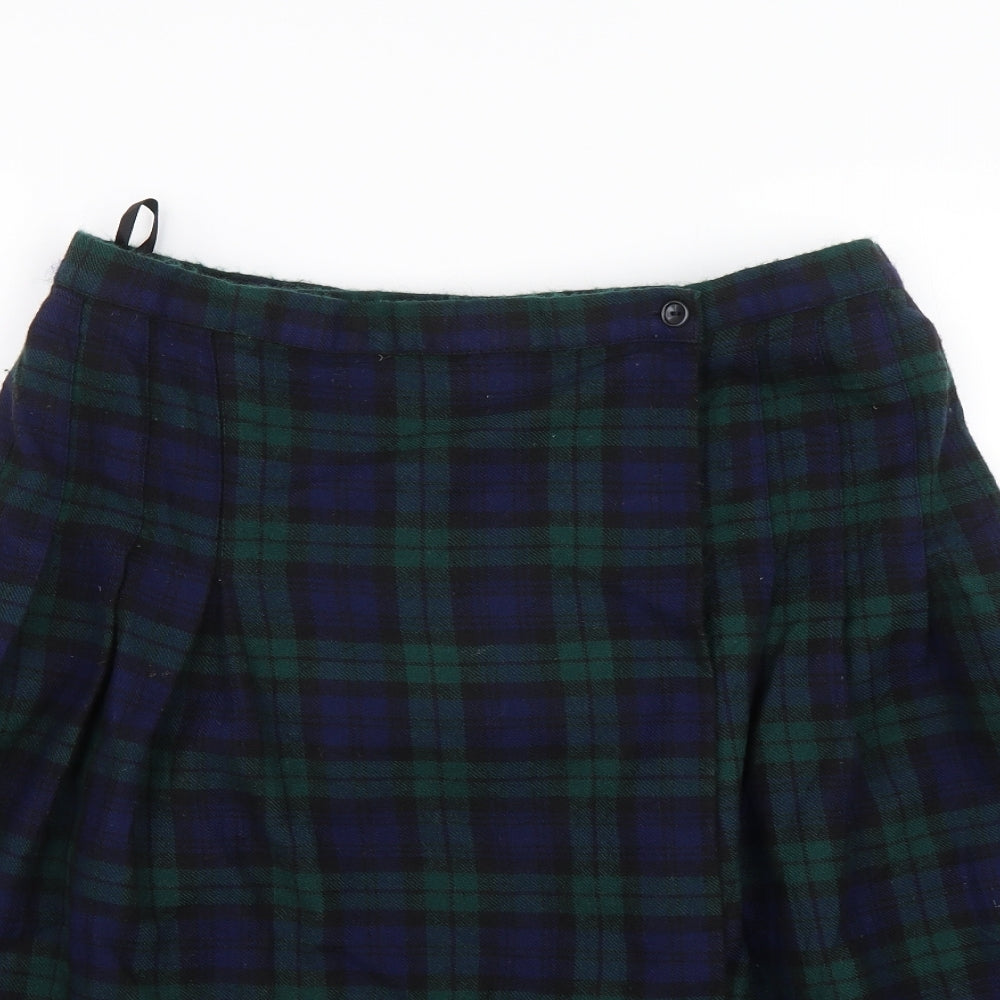 Preworn Womens Green Check  Flare Skirt Size XL