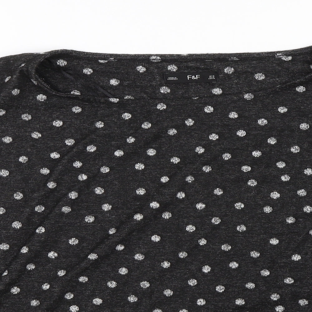 F&F Womens Black Polka Dot  Basic T-Shirt Size 16