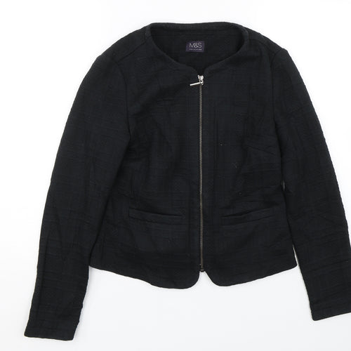 M&S Womens Black   Full Zip Jumper Size 10