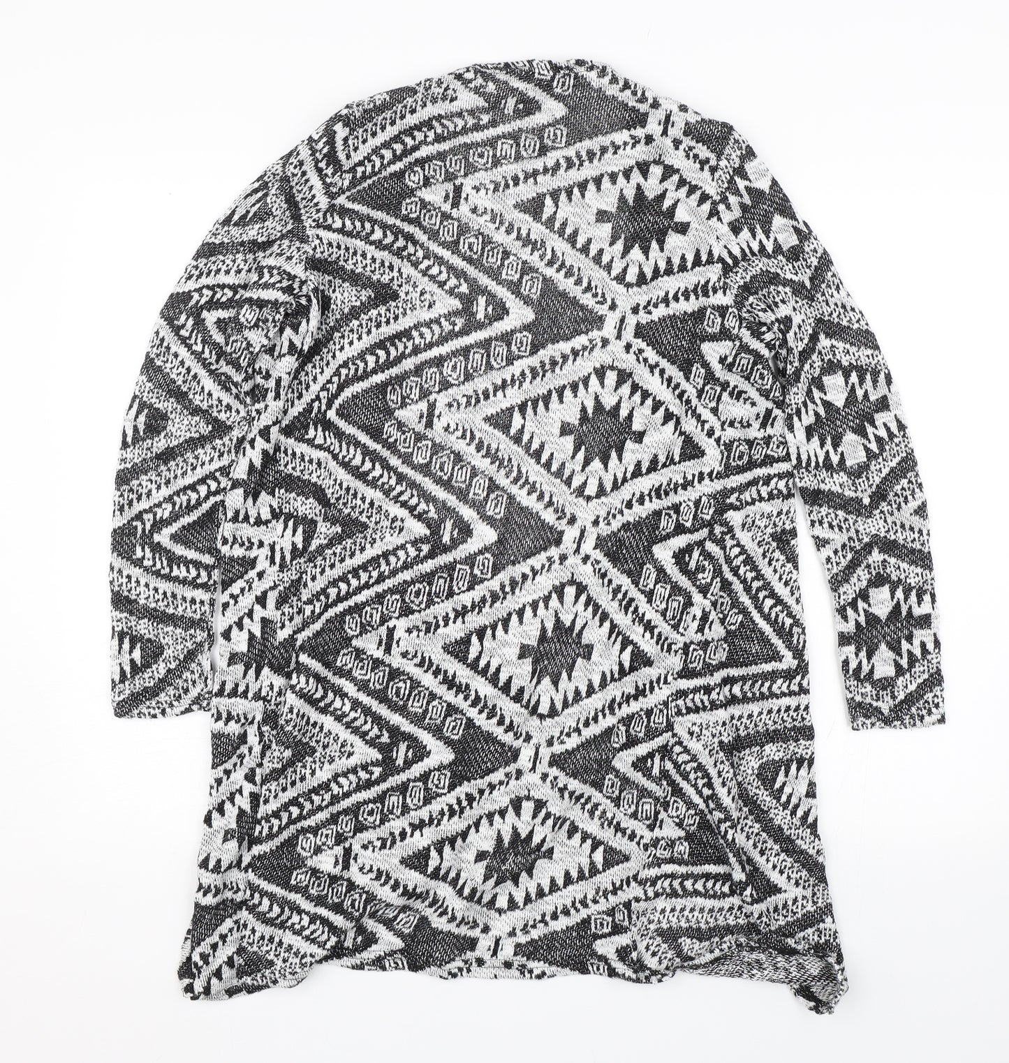Primark Womens Black Argyle/Diamond  Cardigan Jumper Size 8