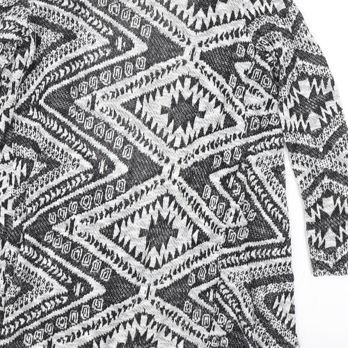 Primark Womens Black Argyle/Diamond  Cardigan Jumper Size 8