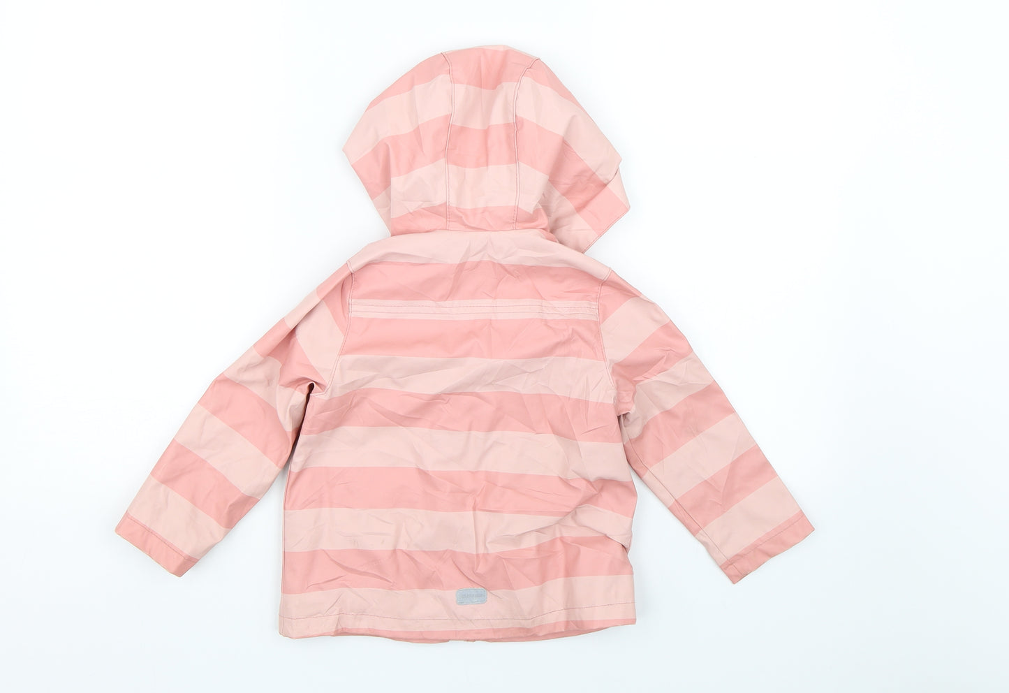 Zara Girls Pink Striped  Rain Coat Coat Size 3-4 Years