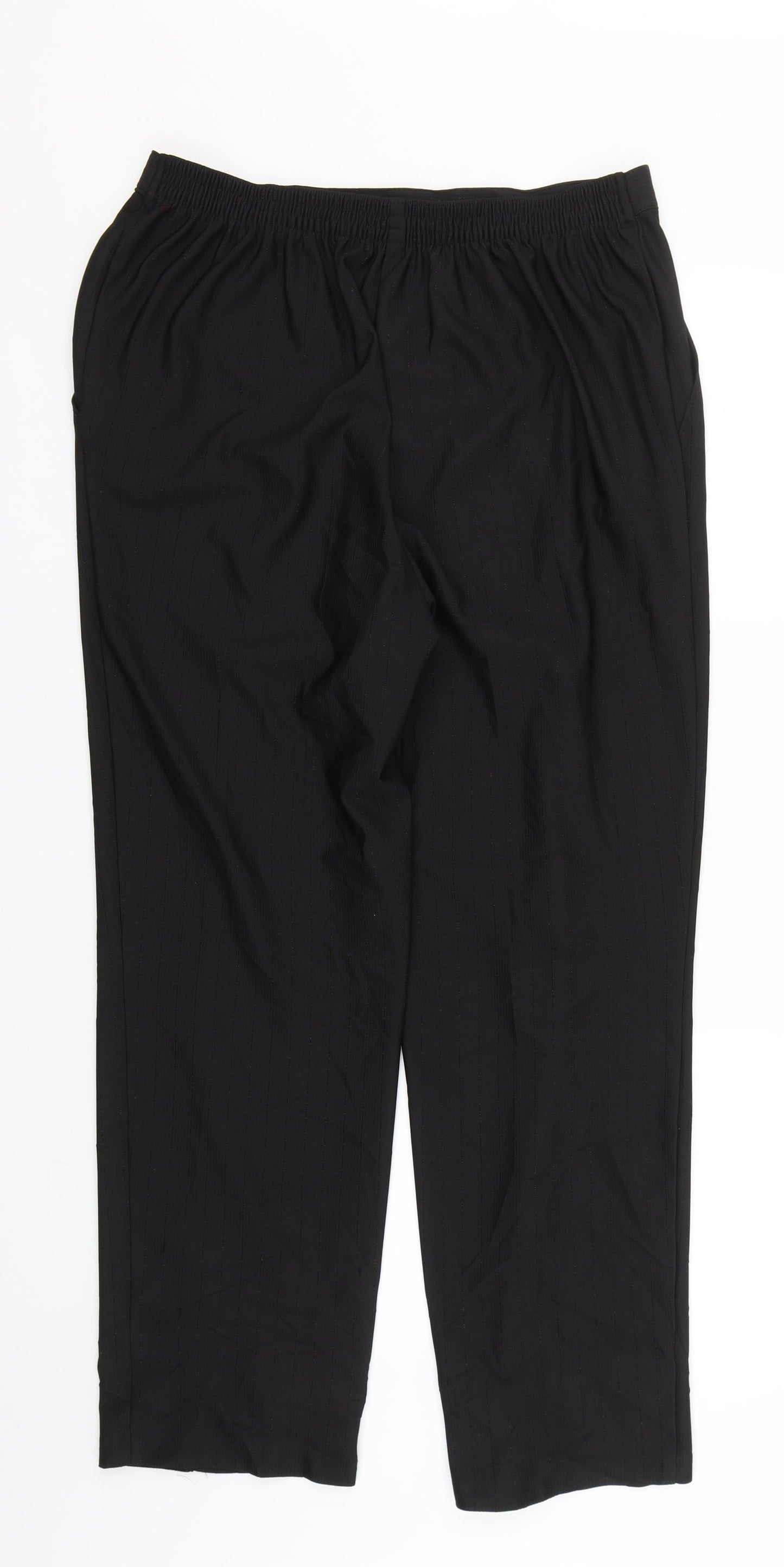 M&S Womens Black Striped  Trousers  Size 16 L26 in