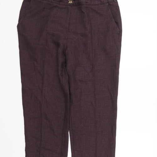 M&S Womens Purple Herringbone  Cropped Trousers Size 16 L25 in
