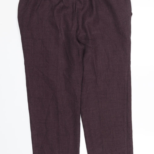 M&S Womens Purple Herringbone  Cropped Trousers Size 16 L25 in