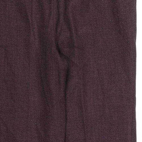 M&S Womens Purple Herringbone  Cropped Trousers Size 16 L25 in