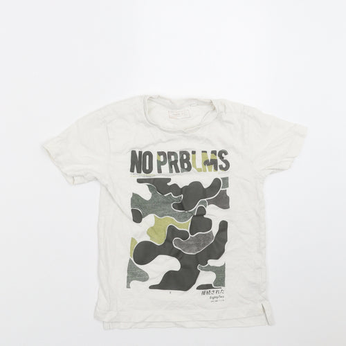 NEXT Boys White   Basic T-Shirt Size 4 Years  - Camo detail