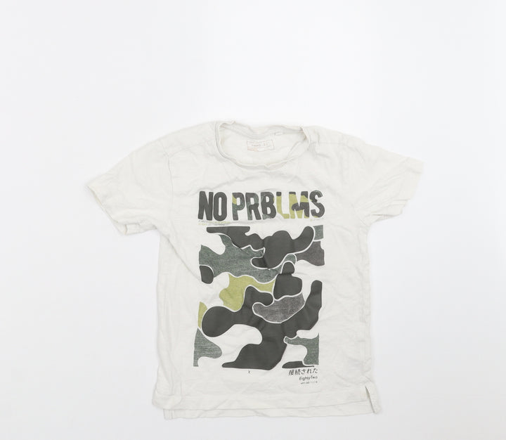 NEXT Boys White   Basic T-Shirt Size 4 Years  - Camo detail
