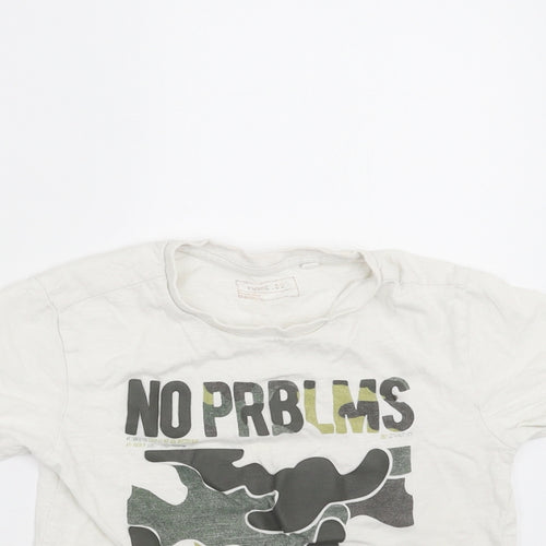 NEXT Boys White   Basic T-Shirt Size 4 Years  - Camo detail