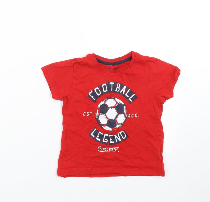 Primark Boys Red Basic T-Shirt Size 2-3 Years - Football Legend