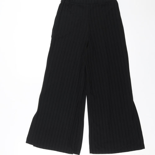 Boohoo Womens Black Striped  Cropped Trousers Size 8 L22 in