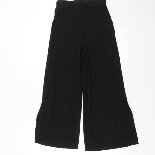 Boohoo Womens Black Striped  Cropped Trousers Size 8 L22 in