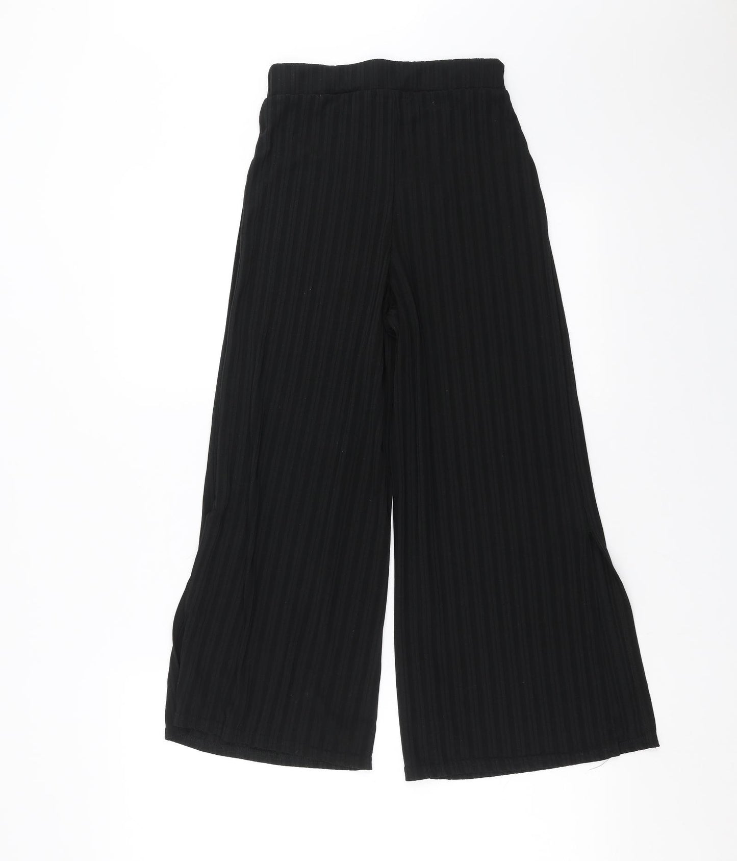 Boohoo Womens Black Striped  Cropped Trousers Size 8 L22 in