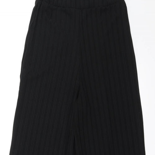 Boohoo Womens Black Striped  Cropped Trousers Size 8 L22 in