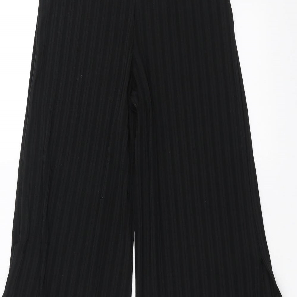 Boohoo Womens Black Striped  Cropped Trousers Size 8 L22 in