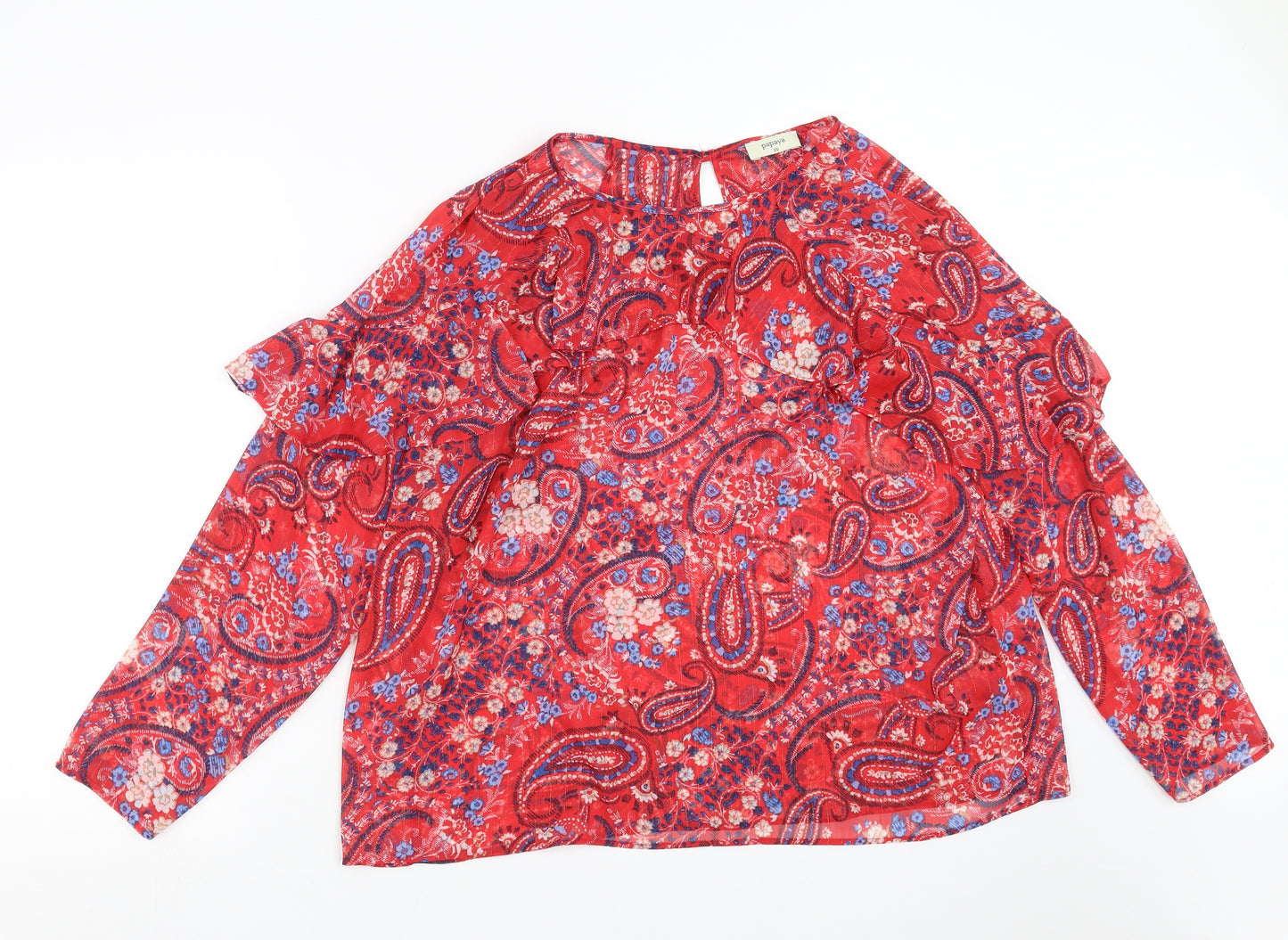 Papaya Womens Red Paisley  Basic Blouse Size 20