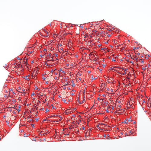 Papaya Womens Red Paisley  Basic Blouse Size 20