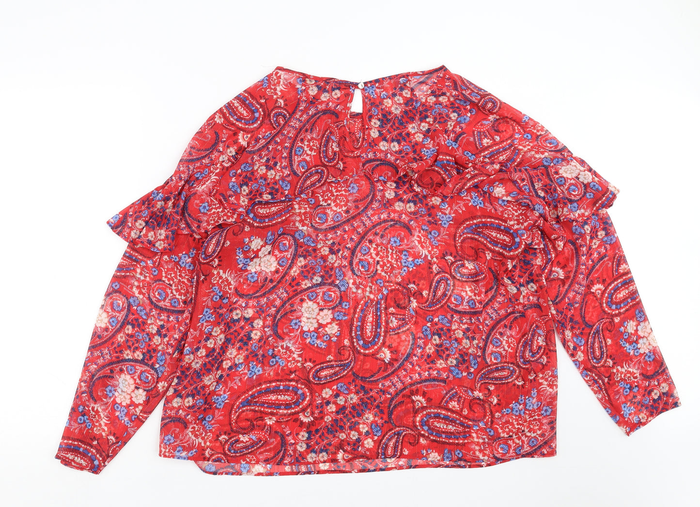 Papaya Womens Red Paisley  Basic Blouse Size 20