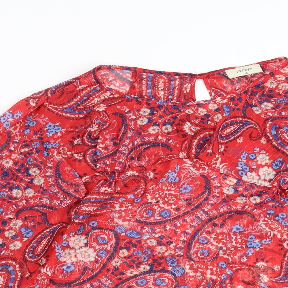 Papaya Womens Red Paisley  Basic Blouse Size 20