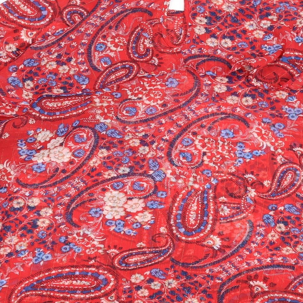 Papaya Womens Red Paisley  Basic Blouse Size 20