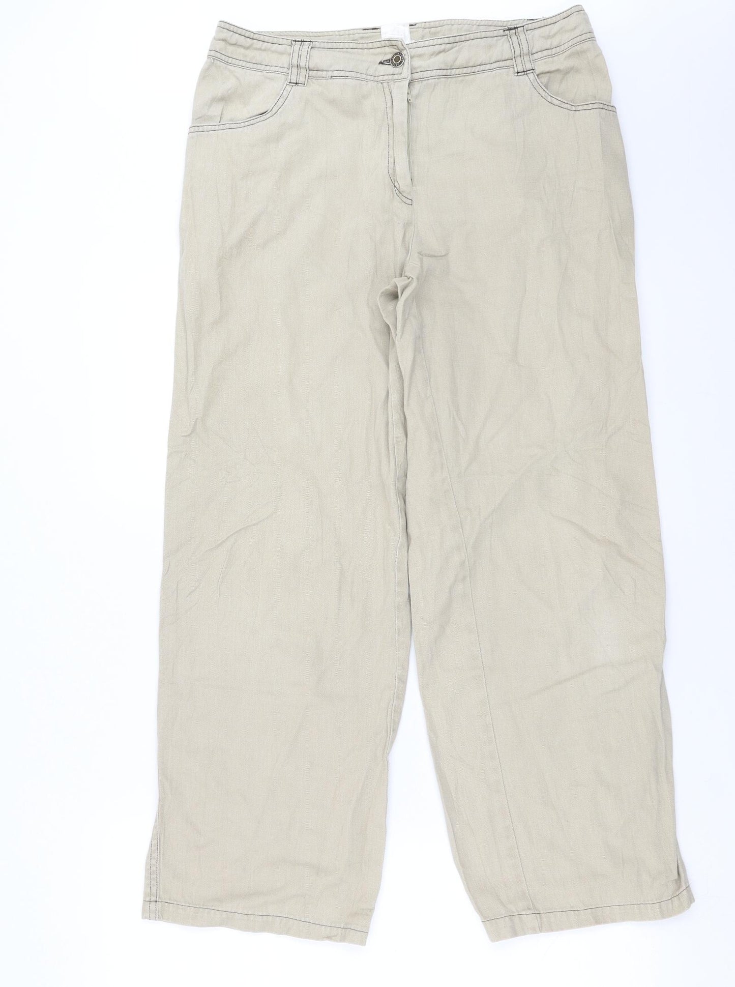 Roman Womens Beige  Denim Straight Jeans Size 12 L28 in