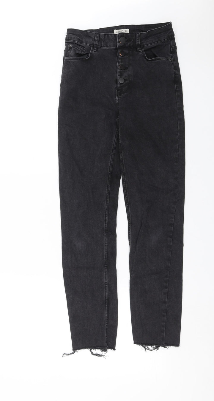 Lindex Womens Black Denim Skinny Jeans Size 10 L27 in - Distressed hem