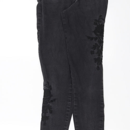 NEXT Womens Grey  Denim Skinny Jeans Size 10 L30 in - Embroidered detail