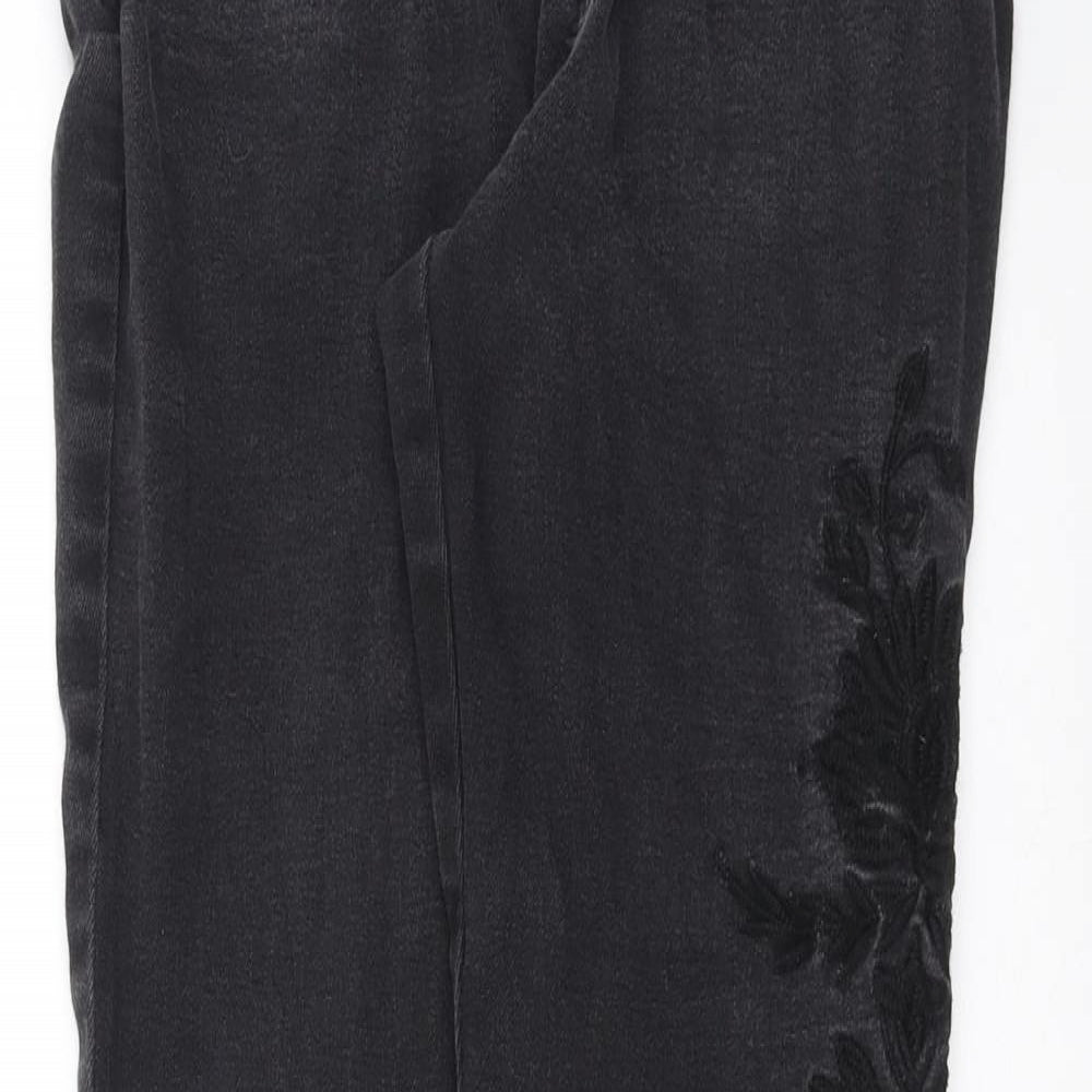 NEXT Womens Grey  Denim Skinny Jeans Size 10 L30 in - Embroidered detail