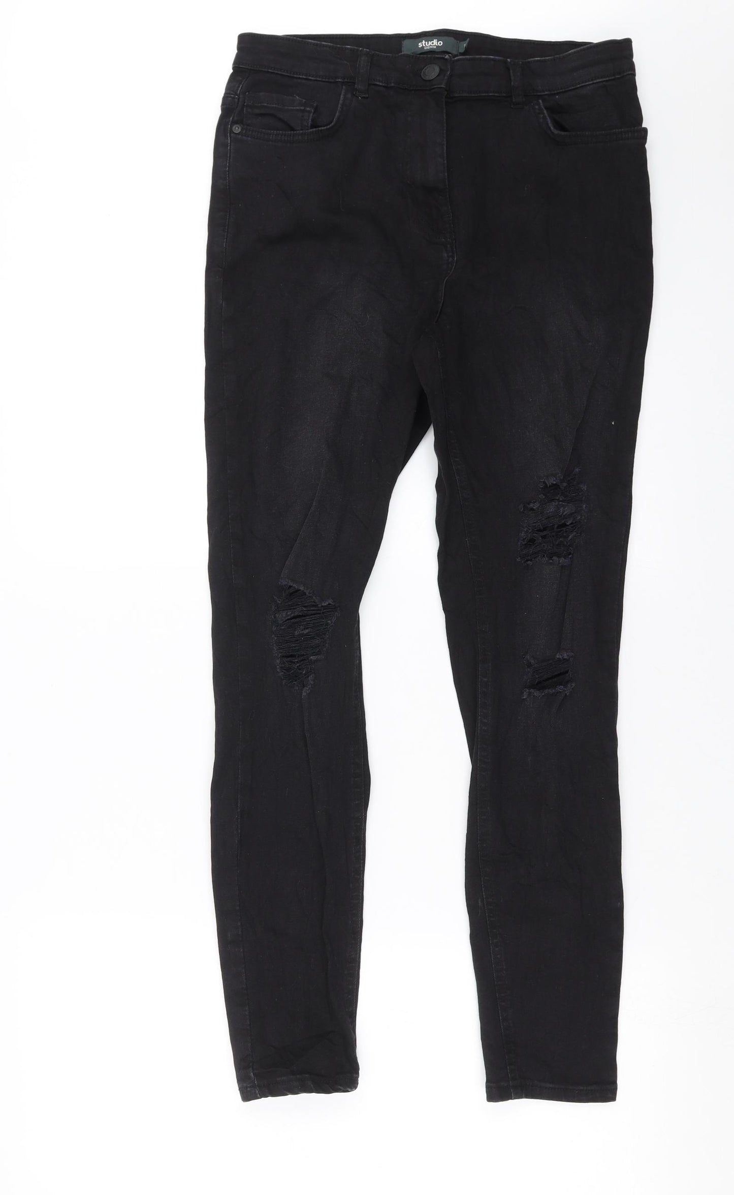 Studio Denim Womens Black  Denim Skinny Jeans Size 12 L28 in