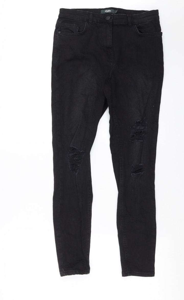 Studio Denim Womens Black  Denim Skinny Jeans Size 12 L28 in