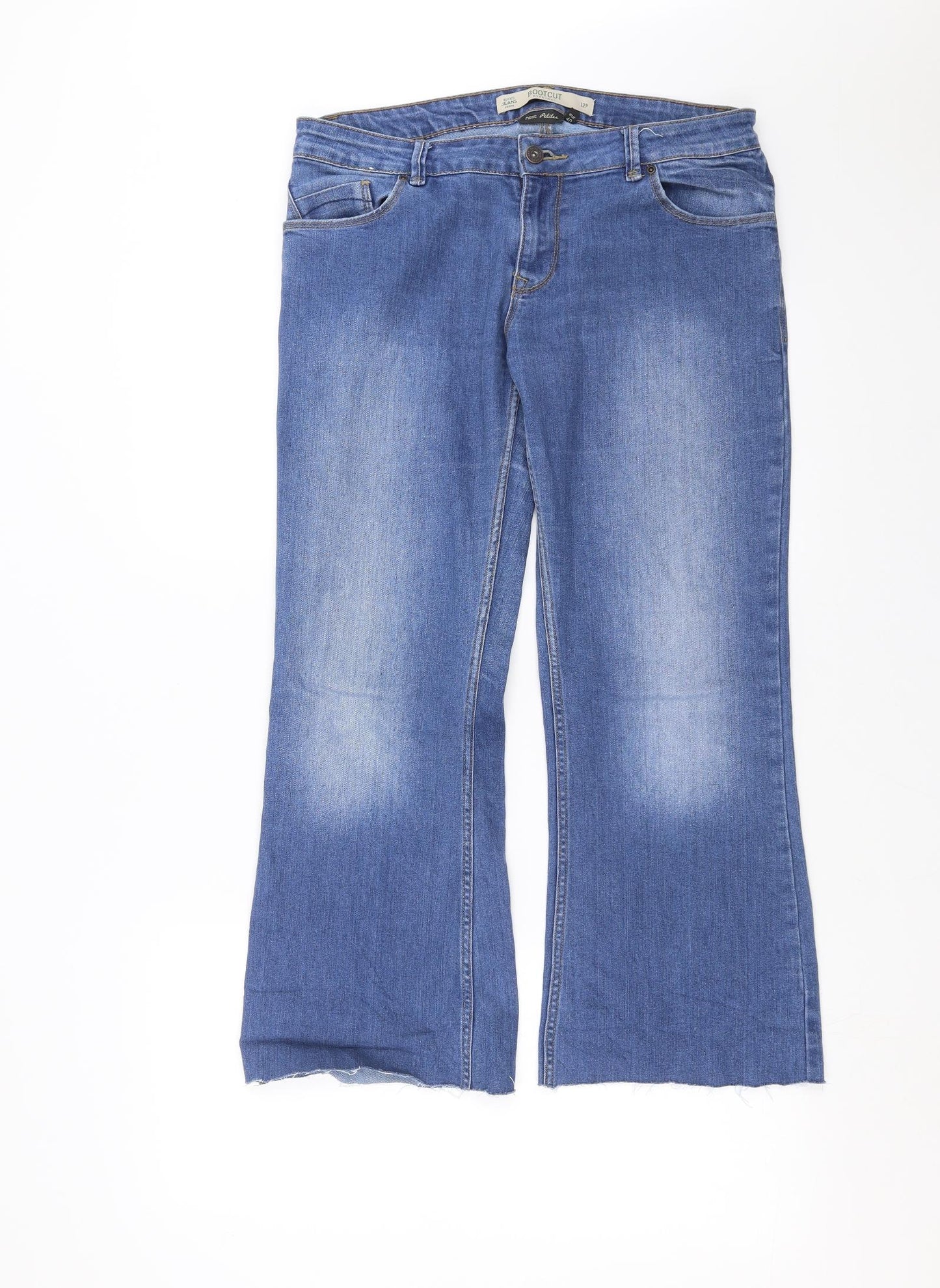 NEXT Womens Blue  Denim Bootcut Jeans Size 12 L26 in - cut off distressed