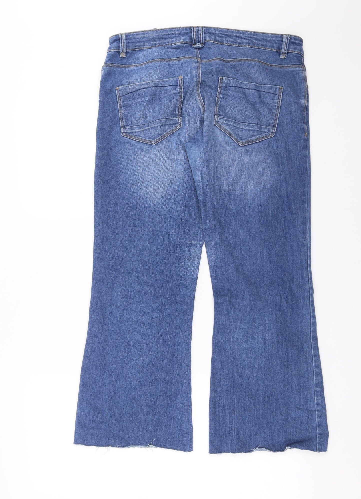 NEXT Womens Blue  Denim Bootcut Jeans Size 12 L26 in - cut off distressed