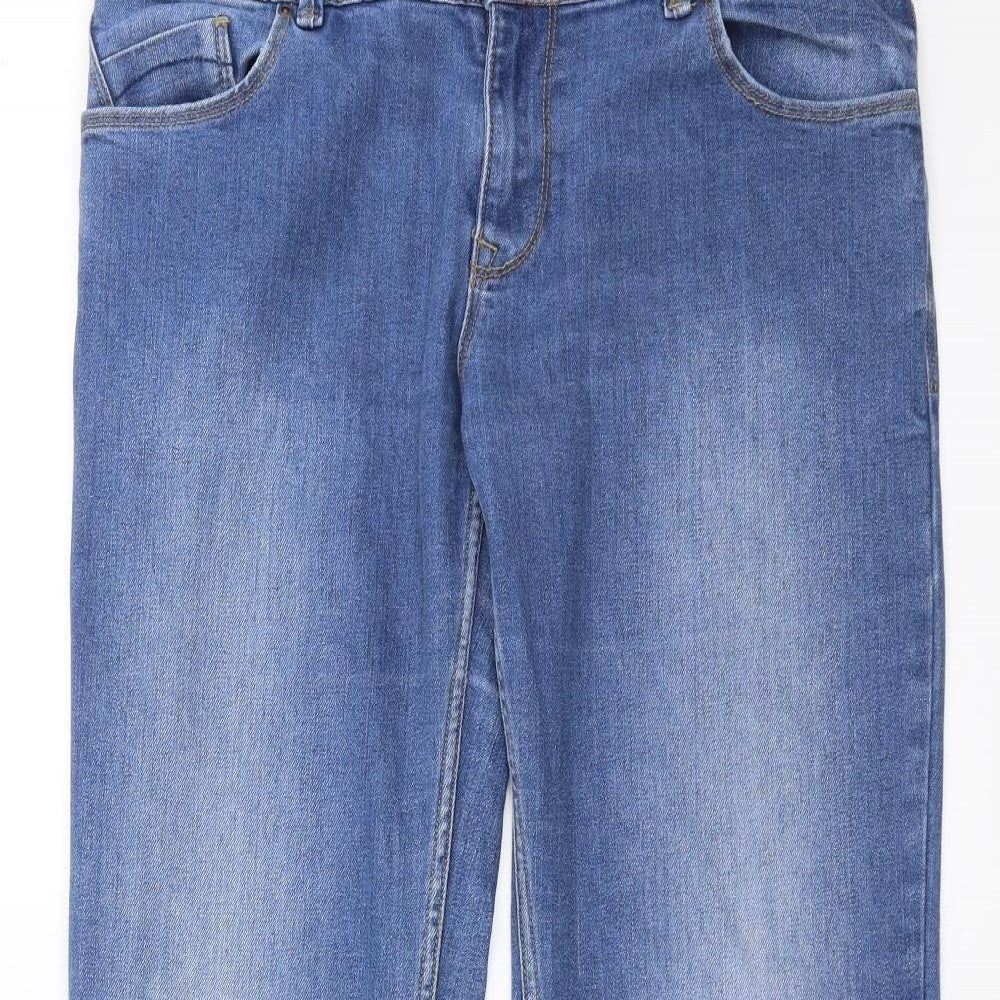 NEXT Womens Blue  Denim Bootcut Jeans Size 12 L26 in - cut off distressed