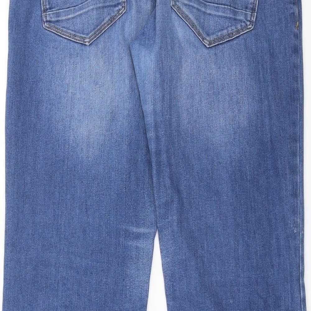 NEXT Womens Blue  Denim Bootcut Jeans Size 12 L26 in - cut off distressed