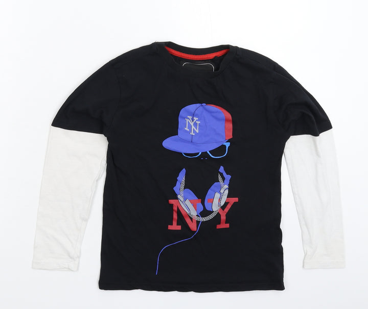 Blue Inc Boys Black Basic T-Shirt Size 7-8 Years