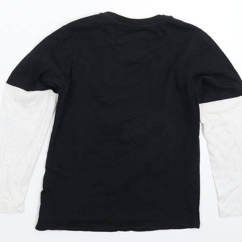 Blue Inc Boys Black   Basic T-Shirt Size 7-8 Years