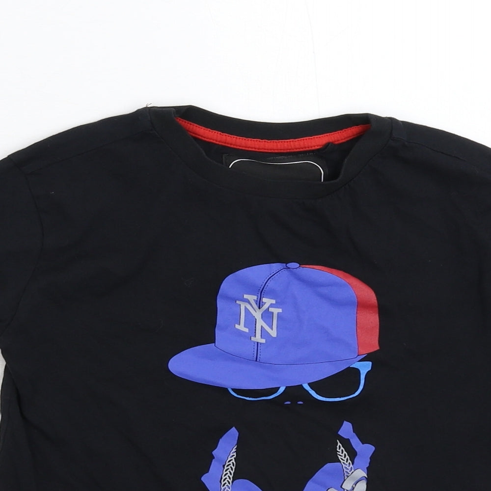 Blue Inc Boys Black   Basic T-Shirt Size 7-8 Years