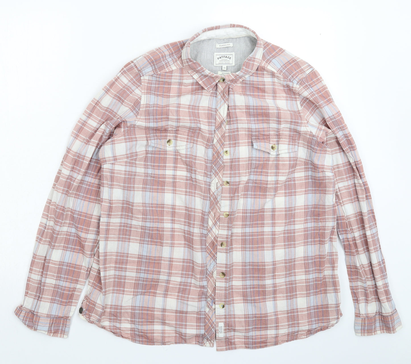 Fat Face Womens Multicoloured Check  Basic Button-Up Size 18