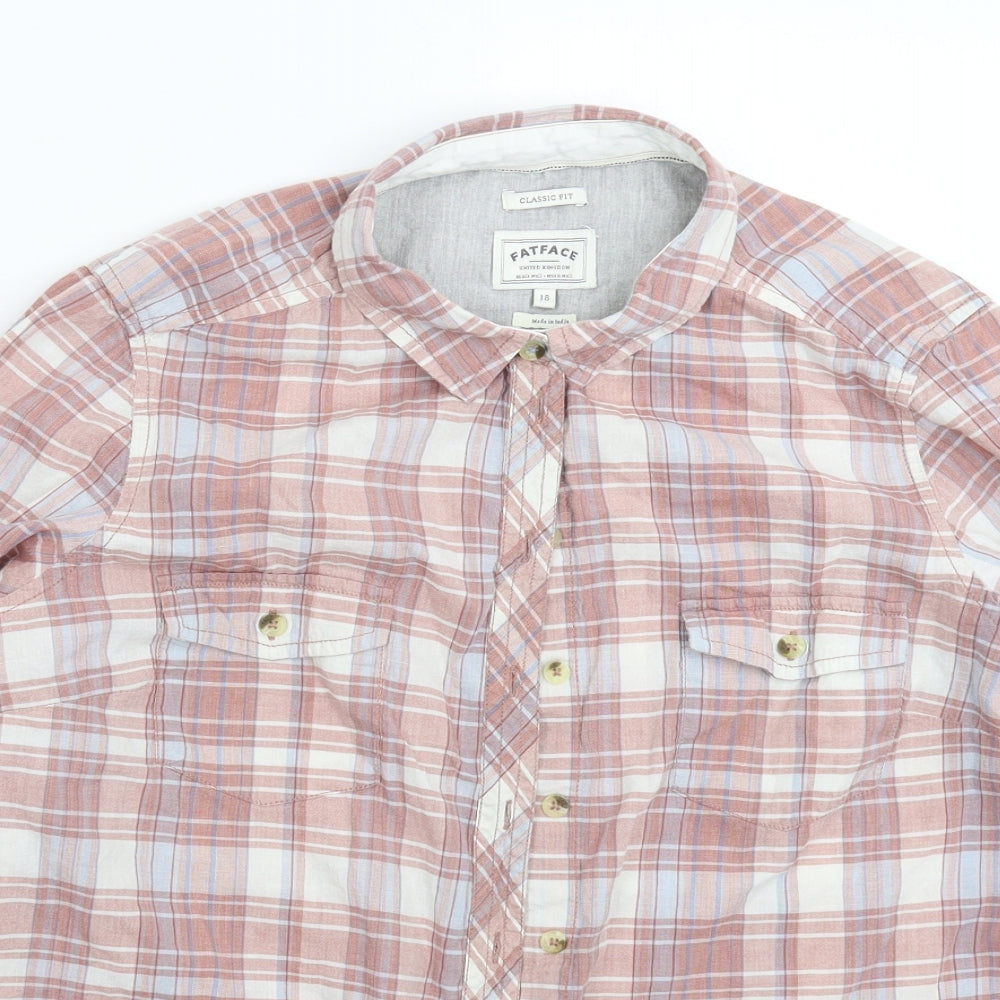 Fat Face Womens Multicoloured Check  Basic Button-Up Size 18