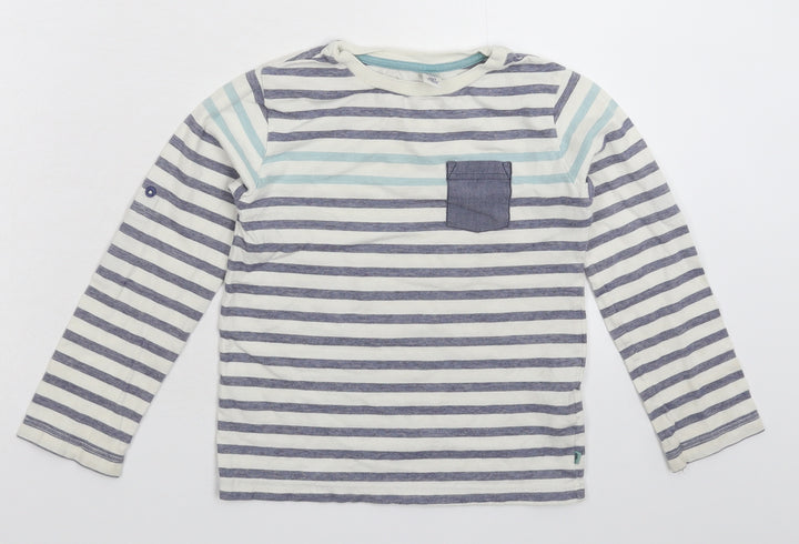 Preworn Girls White Striped Basic T-Shirt Size 6 Years