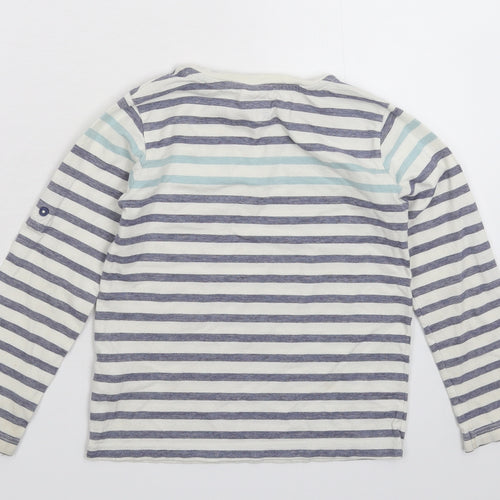 Preworn Girls White Striped  Basic T-Shirt Size 6 Years