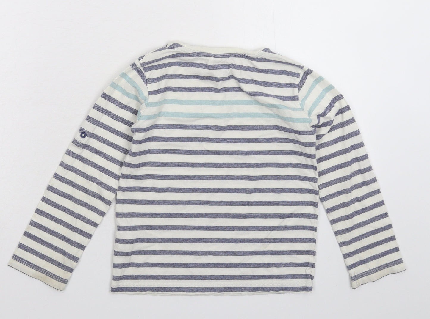 Preworn Girls White Striped  Basic T-Shirt Size 6 Years
