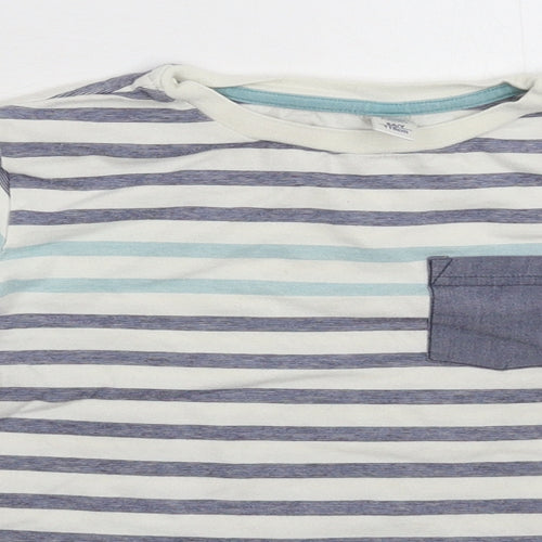 Preworn Girls White Striped  Basic T-Shirt Size 6 Years